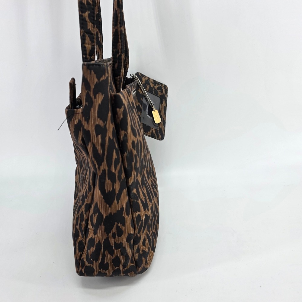 Jones New York Leopard Shoulder Bag Animal Print Nylon Tote ID Case Y2K Classic - Picture 5 of 14